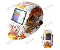 TIG MIG Auto-Darkening Solar Power Skeleton Flame White Welding Weld Helmet